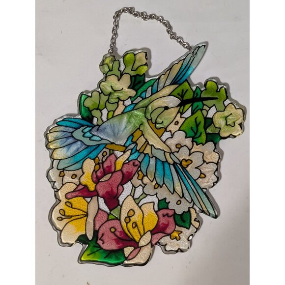 Hummingbird and Flowers Suncatcher 7x5 in Lilies Joan Baker - Picture 3 of 3